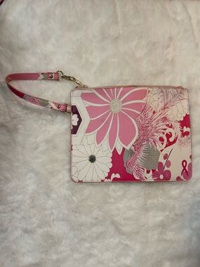Pink Floral Wristlet Clutch